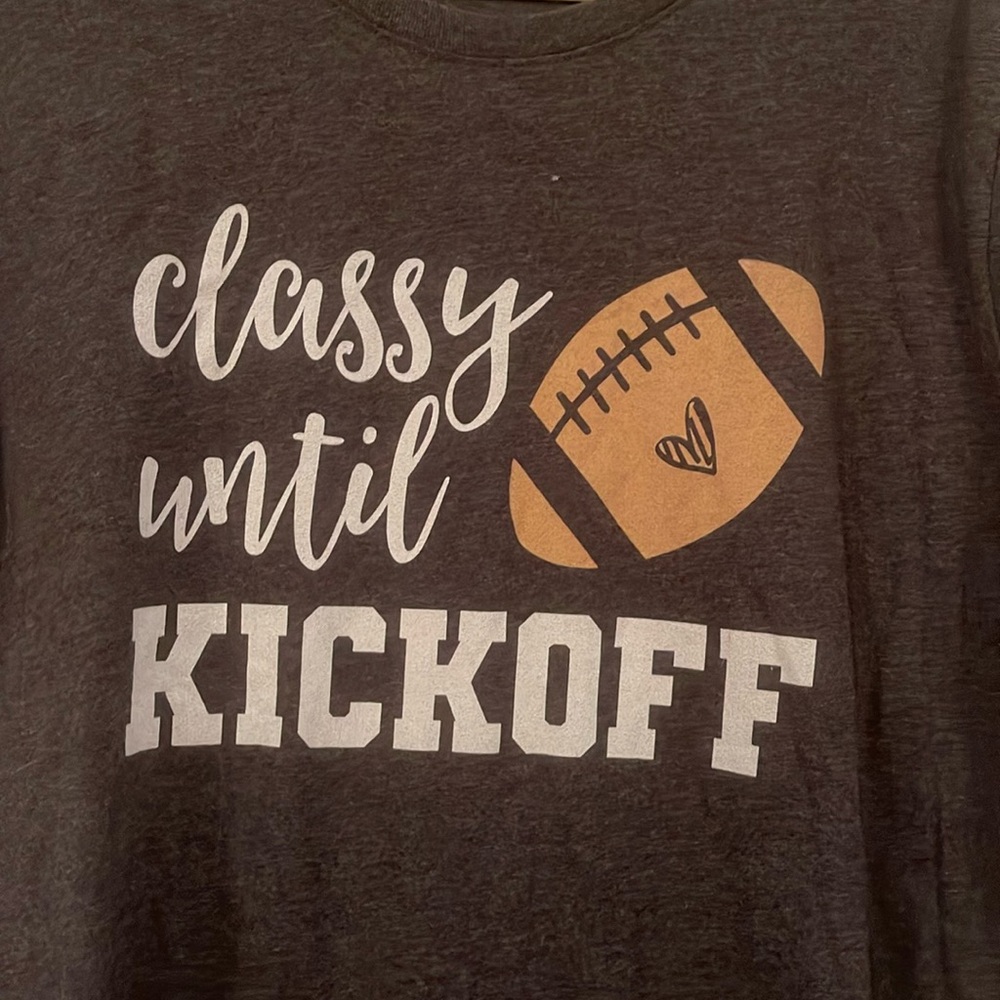 New classy until kick off football T-shirt for women